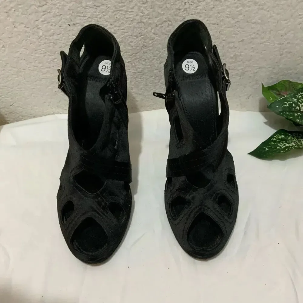 Givenchy Womens Side Zip Stiletto Peep Toe Satin Cut Out Sandals Black Size 40